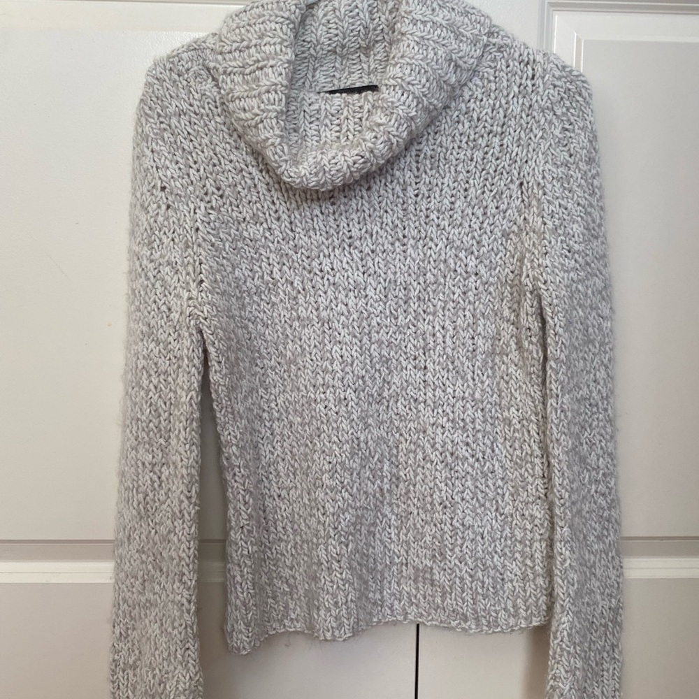 Express Soft Hand Knit Gray Cowl Neck Sweater